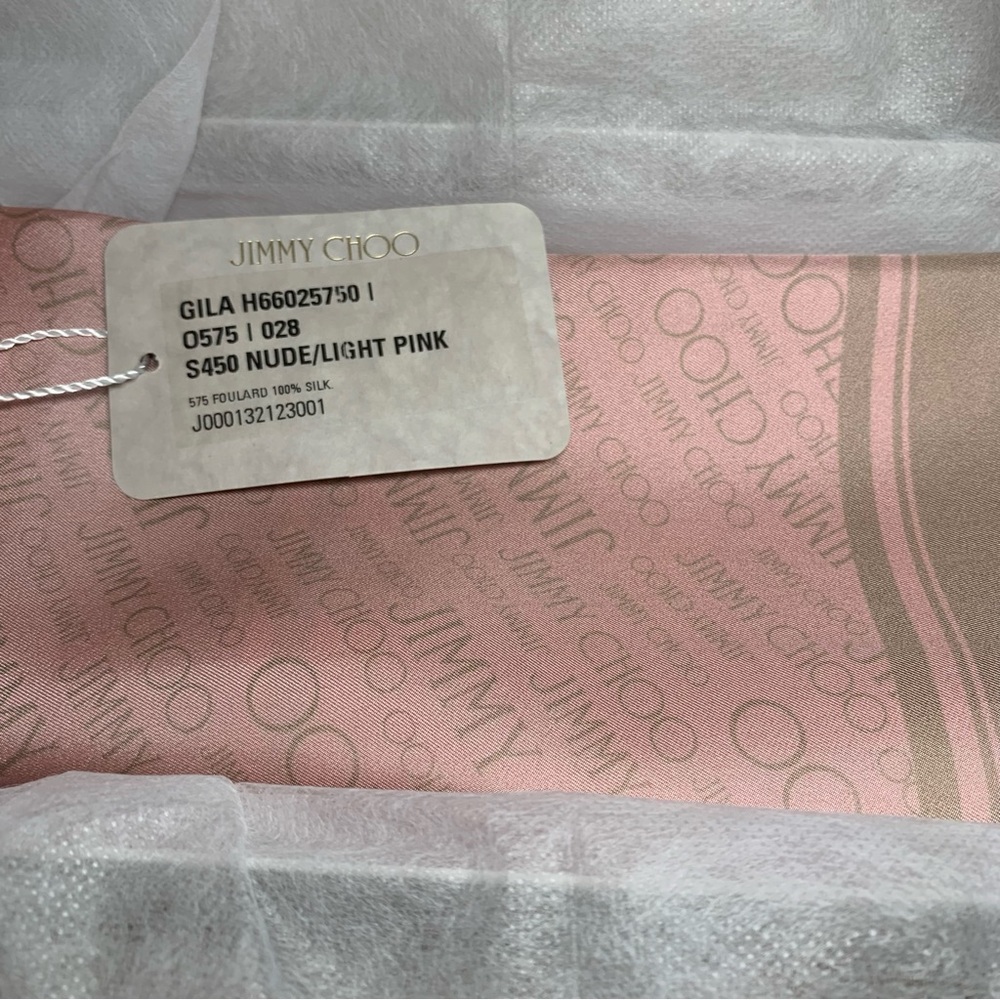 With Box Jimmy Choo Blush and Beige Silk Scarf - Picture 4 of 16